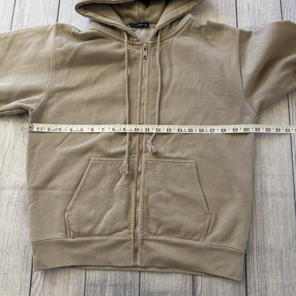 Brandy Melville Zip Up Hoodie OS Beige Tan Full Zip Sweatshirt‎ Fleece Lined - Picture 4 of 6